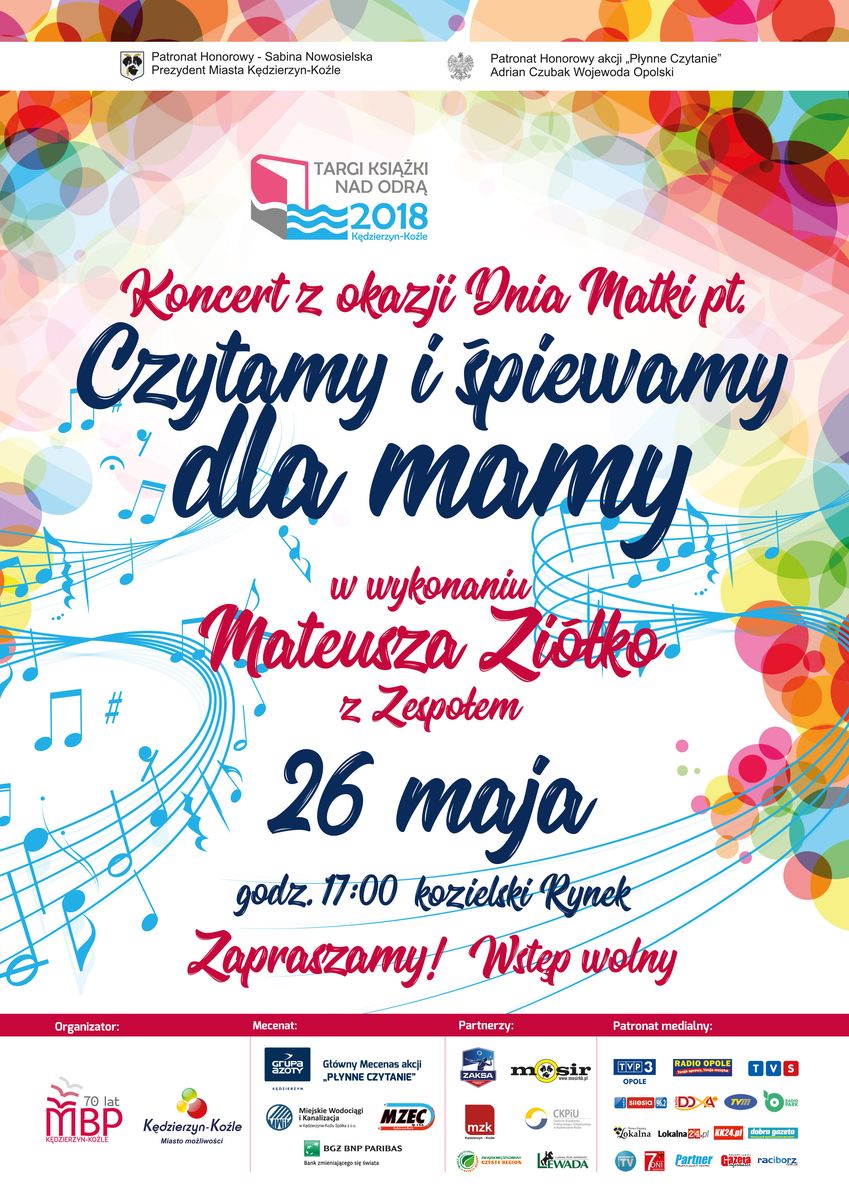 Koncert Mateusza Ziółko z okazji Dnia Matki Plakat