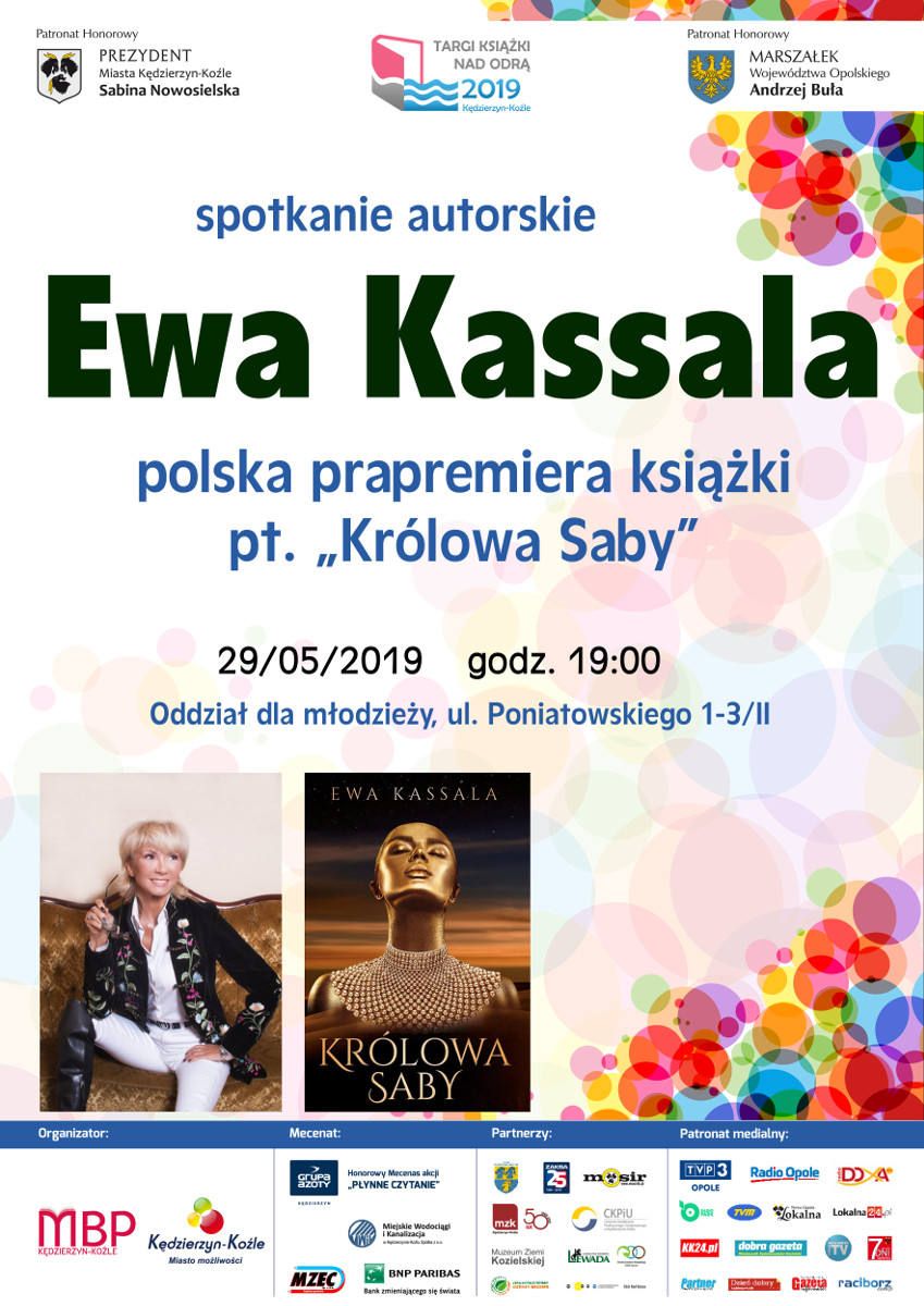 Spotkanie z Ewą Kassalą - polska prapremiera książki pt. "Królowa Saby" plakat