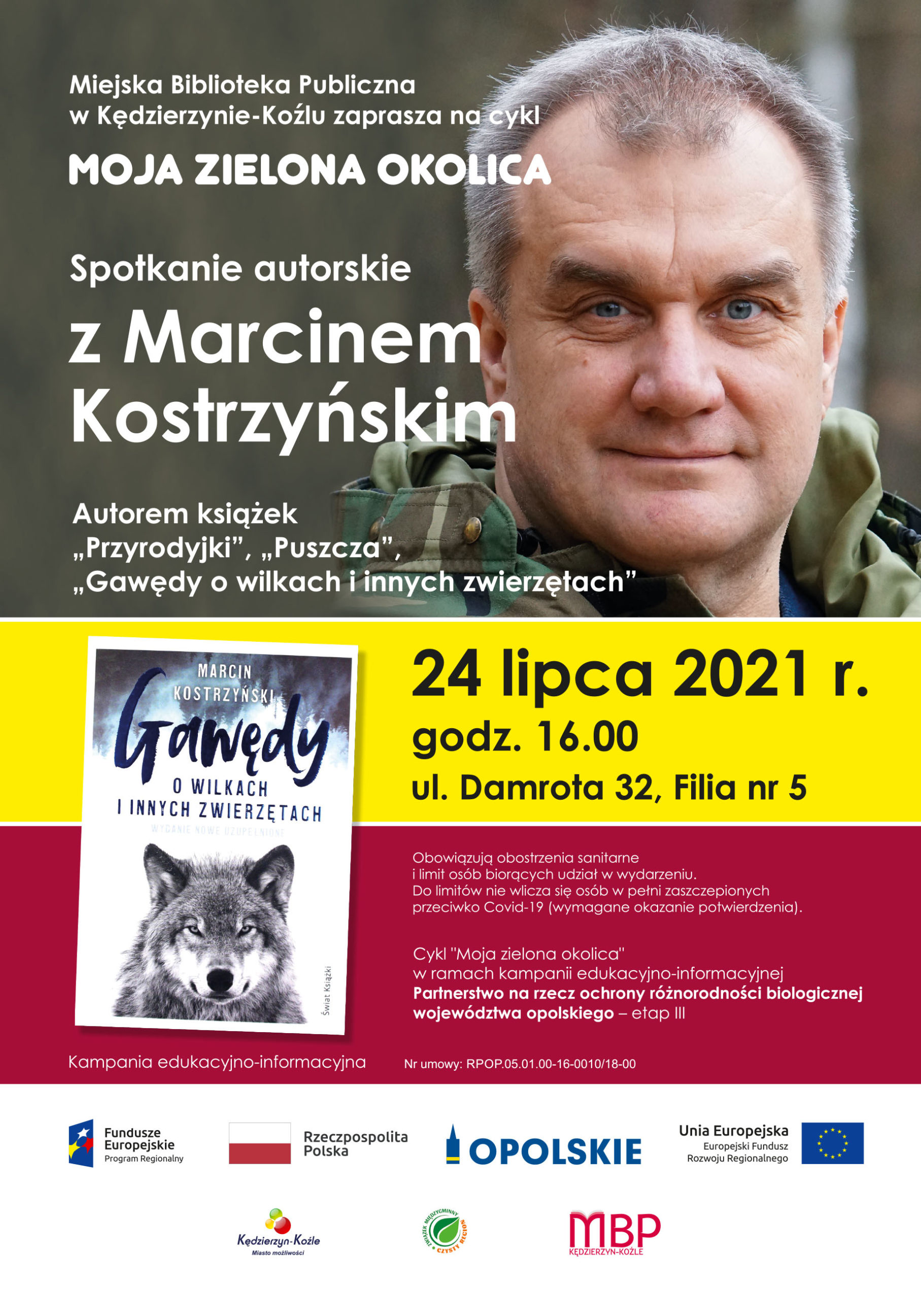 plakat na spotkanie z Marcinem Kostrzyńskim
